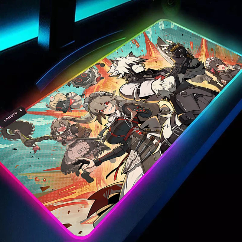 Alfombrilla de ratón LED para Gamer, alfombrilla de escritorio RGB para PC, alfombrilla de goma de Anime Zenless Zone Zero Von Lycaon, alfombrilla para teclado, accesorios para juegos
