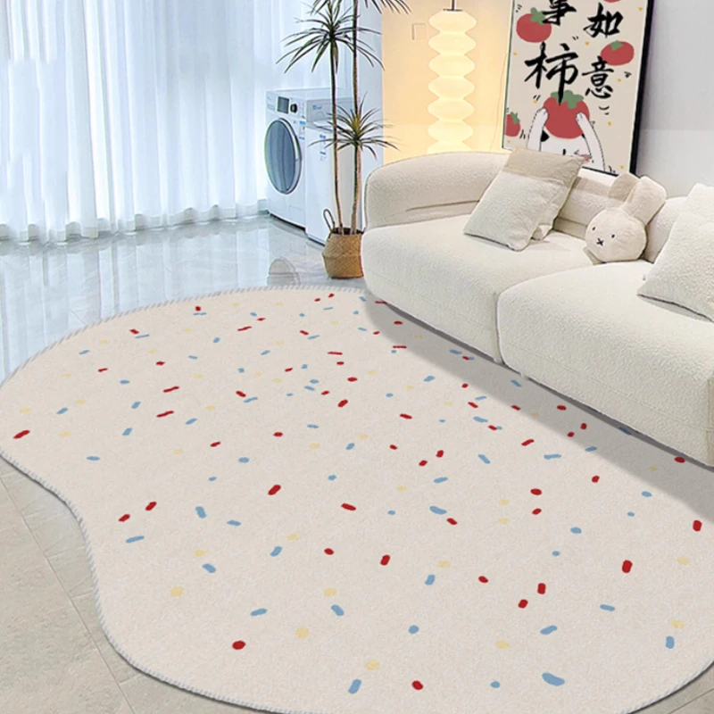 Cream Style Carpets for Living Room Irregular Shapes Bedroom Decor Carpet Thick Plush Lounge Floor Mat Cloakroom Fluffy Soft Rug