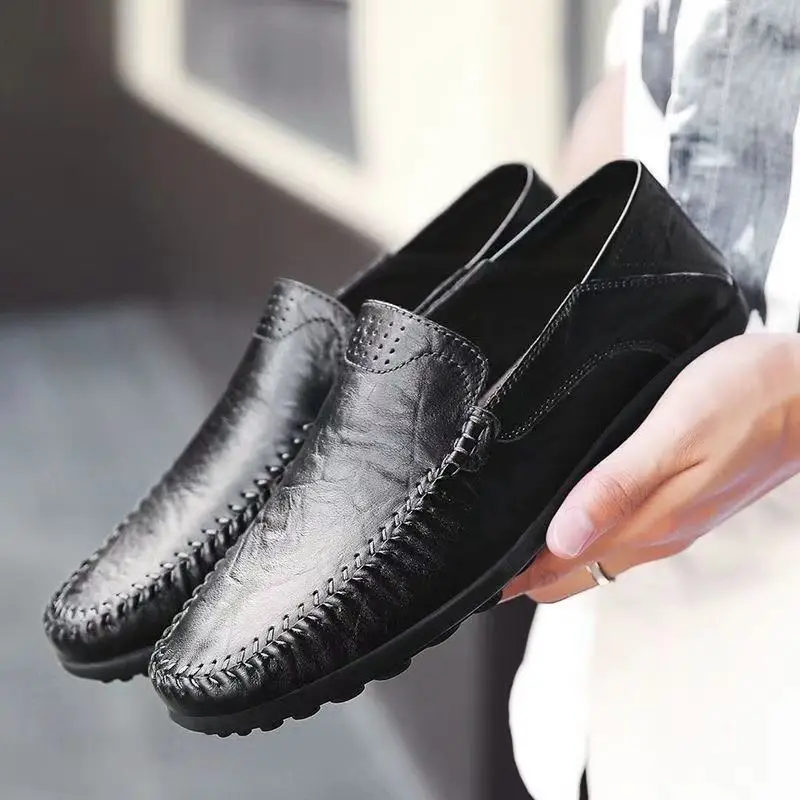 Men Casual Shoes Luxury Brand 2023 Leather Mens Loafers Moccasins Breathable Slip on Black Driving Shoes Plus Size