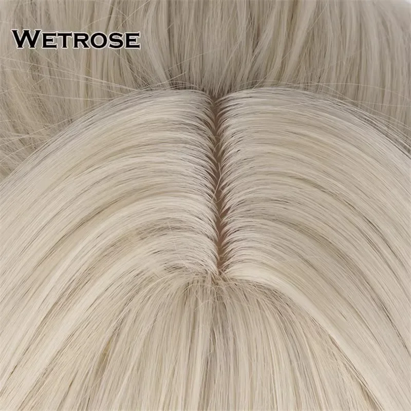 ZA01 【Wetrose】En stock Peluca de Año Nuevo Fuwawa Abyssgard Cosplay Traje de kimono Rizado Dos clips de cola de caballo Juego completo Peluca Halloween XZa0 @