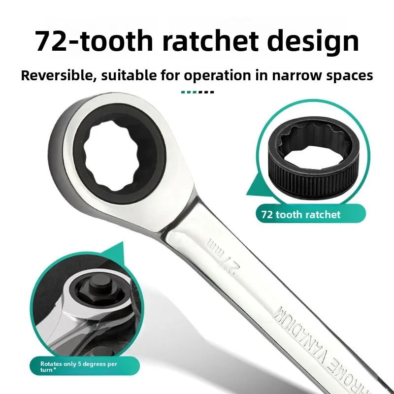 6-32mm Universal-Kombinations-Ringmaulschlüssel-Set mit Ratschenmechanismus für Ring- und Gabelschlüssel – Detail 4