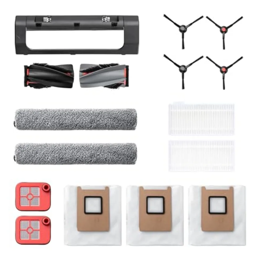 

Replacement Kit for C28 Side Brush ×2 Dirty Water Tank Filter ×2 Roller Brush Guard ×1 Dust Bag ×3 Roller Mop ×2 Replacement Fi