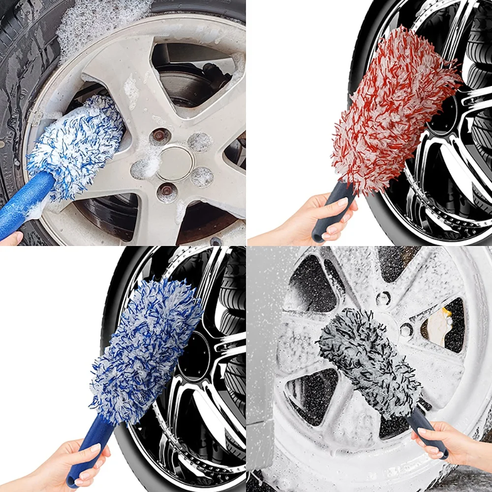 Plush Wheel Hub Cleaning Brush Anti-Slip Plastic Handle Auto Tire Rim Wash Brush Durable Car Beauty Tool Car Washing Accessories image 5