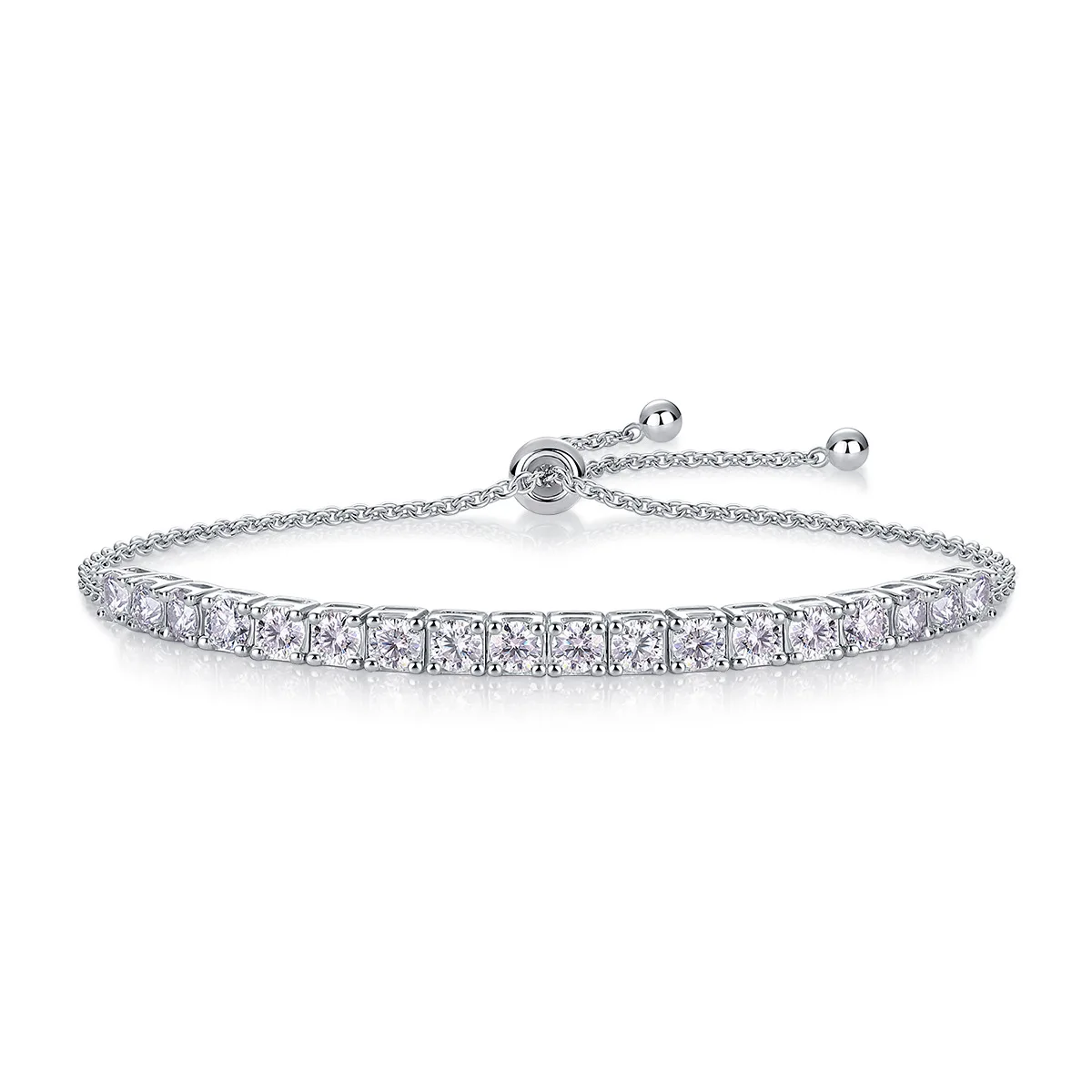 

S925 Silver White Gold Plated 3/4/5mm*18 D Color Moissanite Women's Bracelet, Exquisite Jewelry.