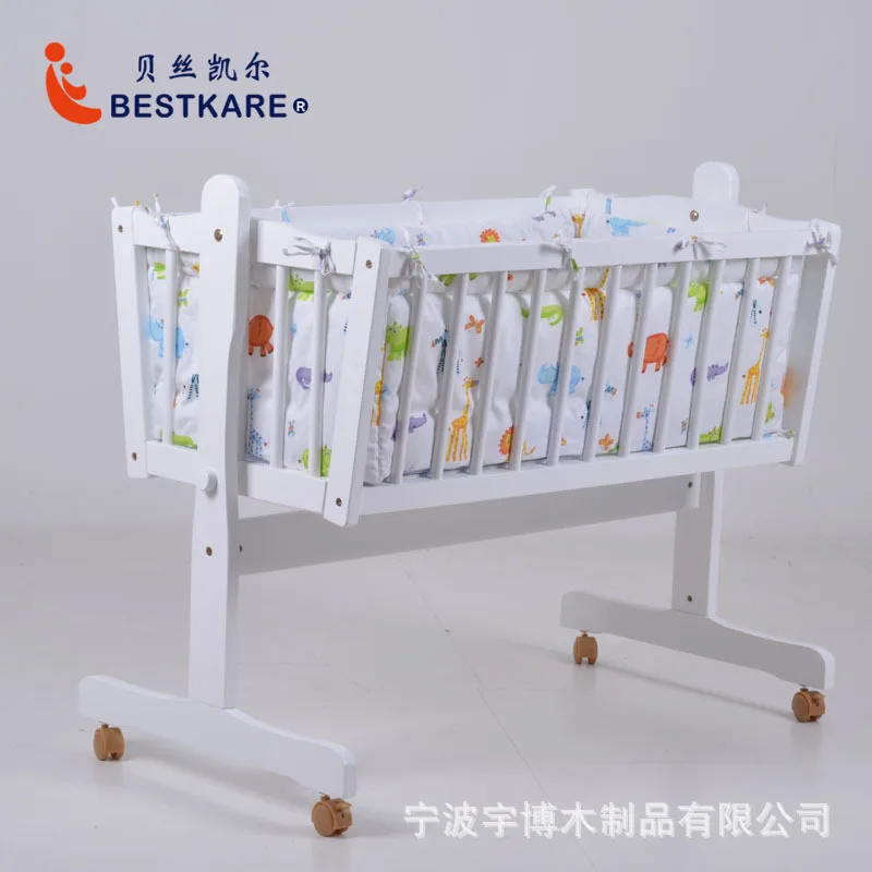 Baby Wooden Products Baby Solid Wood Cradle Baby Bed BB Bed Removable Mattress