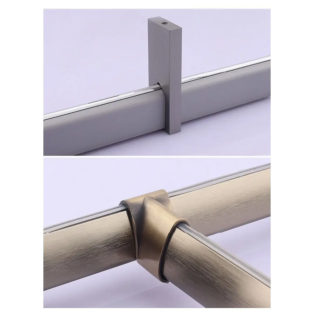 Zinc Alloy Pipe Bracket Inner Dia.16mm Black Silver Gold Wardrobe Rail Support Flange Ceiling Fixed Half/All Pass