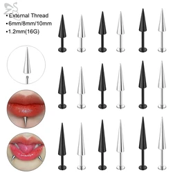 ZS 10Pcs/lot Stainless Steel Lip Labret Piercing for Women External Thread Lip Stud Ring Tragus Helix Cartilage Piercing 16G