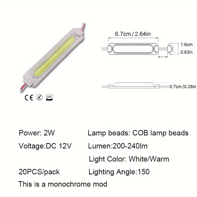 20 قطعة 6LED COB وحدة الإعلان ضوء DC12V 2 واط وحدة حقن مقاومة للماء تسجيل الخلفية في الهواء الطلق led سلسلة ضوء الشريط #3