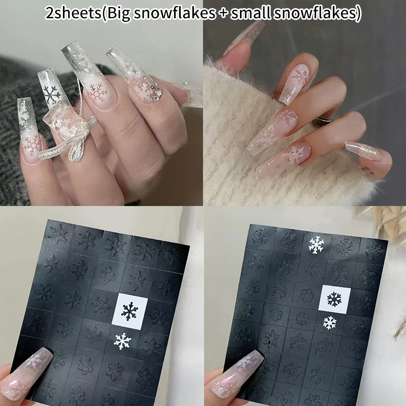 

2 Sheets Nail Art Airbrush Stencils For Nails Snowflakes Hollow Reusable Nail Tattoo Template Salon Manicure Supply