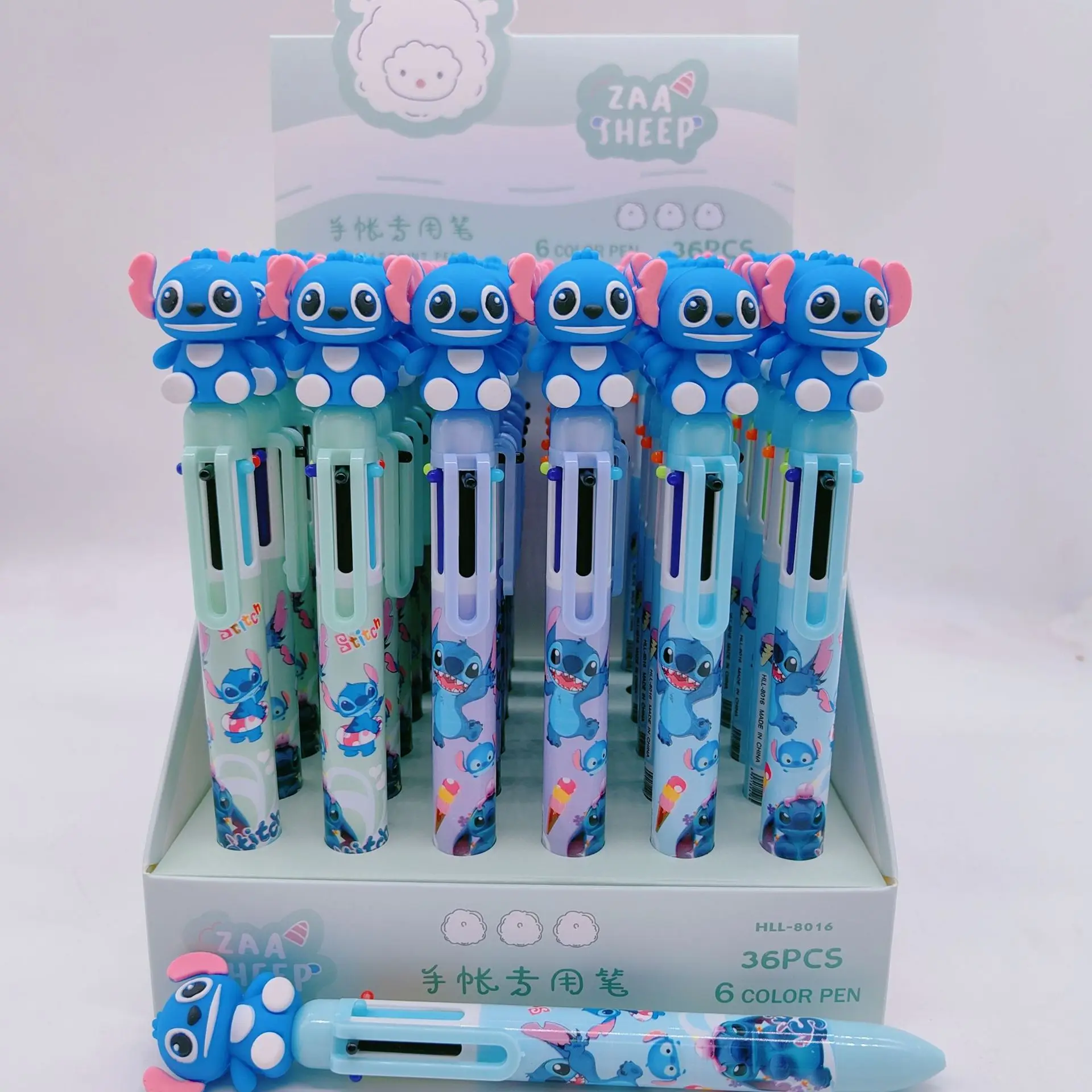 4/36Pcs Diseny Cartoon Stitch Doll 6/10 Colors Ballpoint Pen Student Supplies Student Stationery Children Graffiti Multi-coloPen