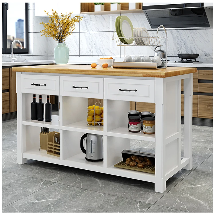 Kitchen Cooking Table Cutting Table Multifunctional Console Side Cabinet Solid Wood Nakajima Desk Household Bar Table Partition