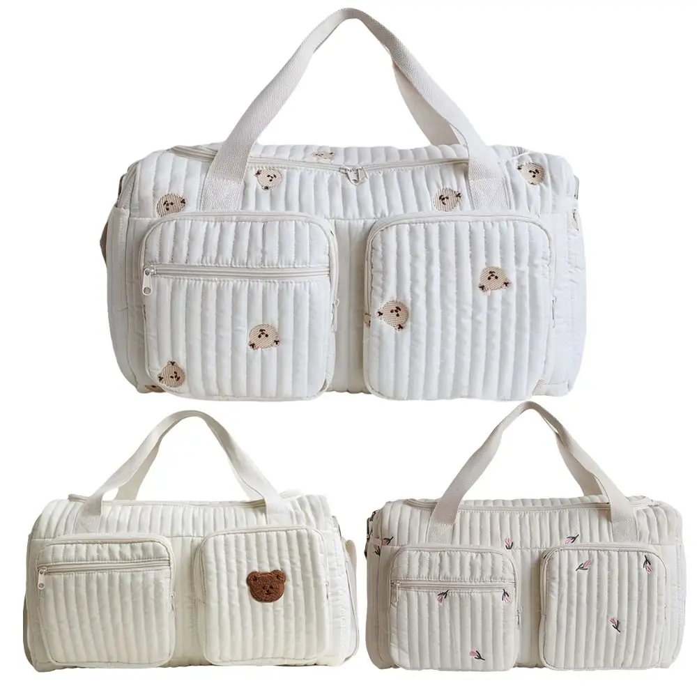 

Little Bear Embroidered Diaper Bag Large Capacity Lightweight Mommy Bag Leisure with Shoulder Strap Diaper Changing Tote Bag