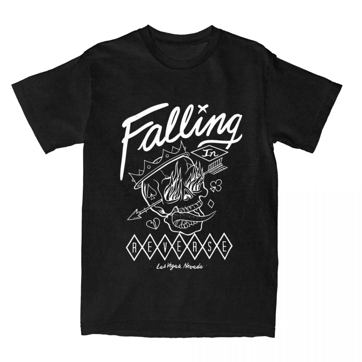 Rock Band Falling In Reverse Retro Flame Skull Men Women T Shirt Stuff Funny Tee Shirt T-Shirts Cotton Printed Tops