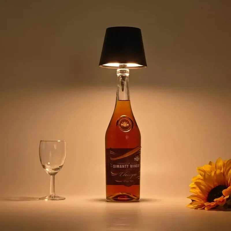 LED Wine Bottle Base Rechargeable Vases Led Light Battery Operated Bar Dining Mushroom Lamp Holder Decor Wireless Bottle Lamp