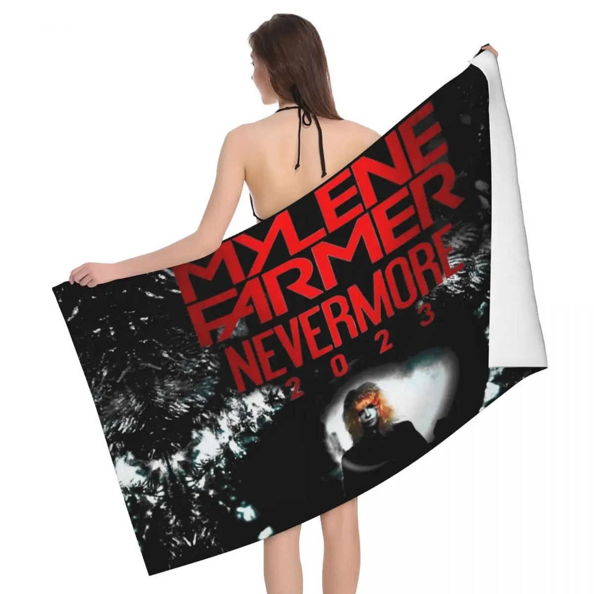 Mylene Farmer Nevermore 2023 Beach Towel Quick Drying French Singer Super Soft Microfiber Bath Sauna Towels