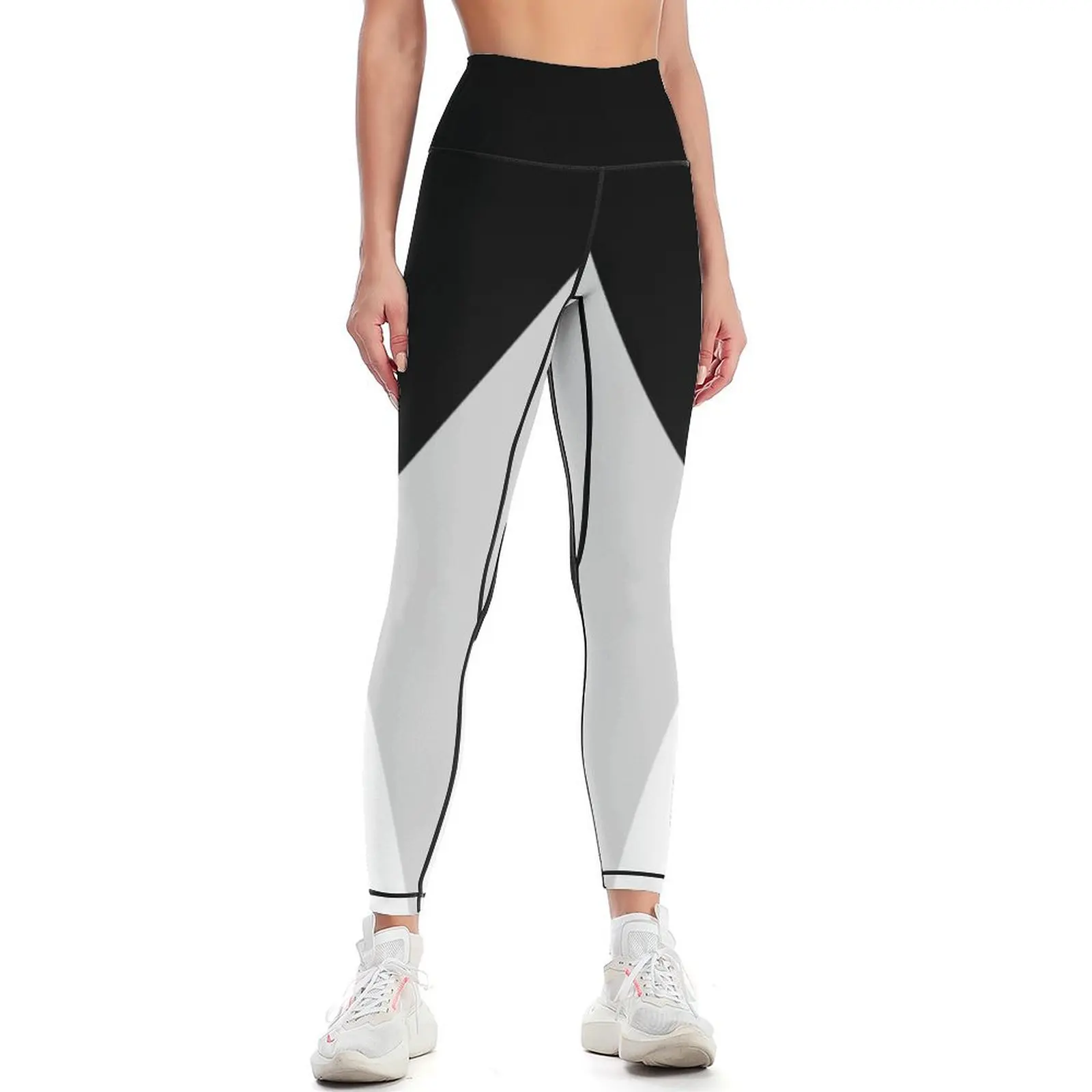 Monochromatic Black White Gray Color Block Leggings gym clothing push up legging Womens Leggings