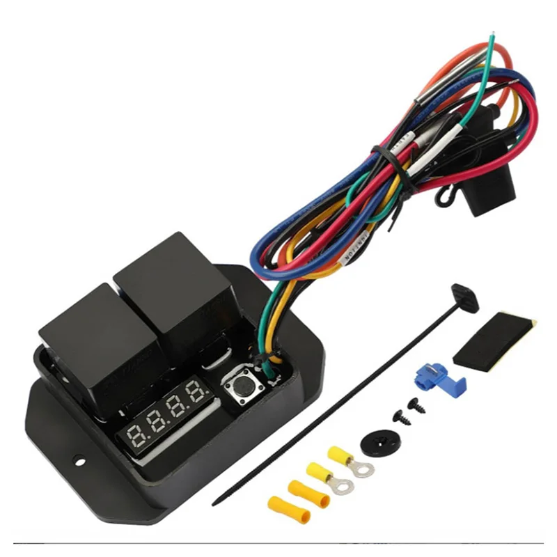 

Стильный цифровой термический переключатель вентилятора, 12 В, переключатель управления радиатором 0444, комплект электрического вентилятора с регулируемым диапазоном температуры