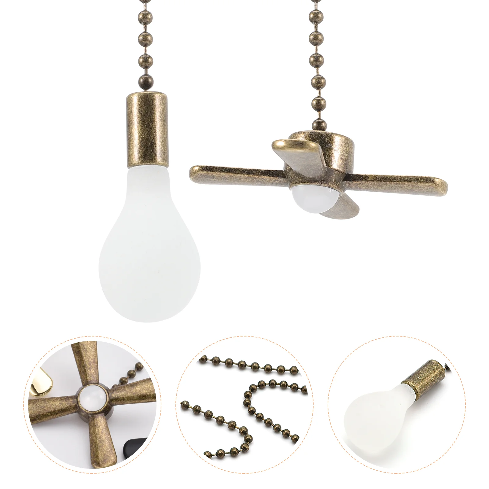 

2 Pcs Ceiling Fan Bulb Extension Chain Desk Lamp Pull Light Extender Home Decor Metal Convenient