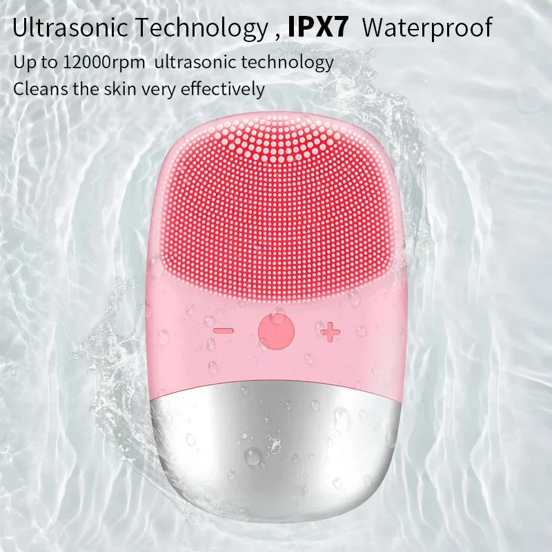 Electric Facial Cleansing Brush Silicone Sonic Face Cleaner Deep Pore Cleaning Skin Massage Intelligent Cleansing Brush Device