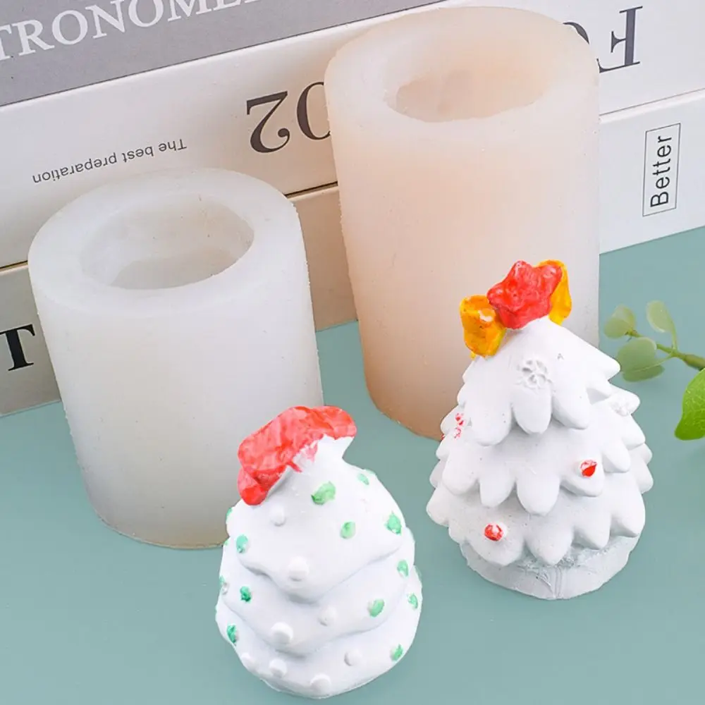 Soap Mold Star/Bowknot Christmas Tree Silicone Mold Non-stick Silicone Clay Crafts Mould White Christmas Tree Shape Candy