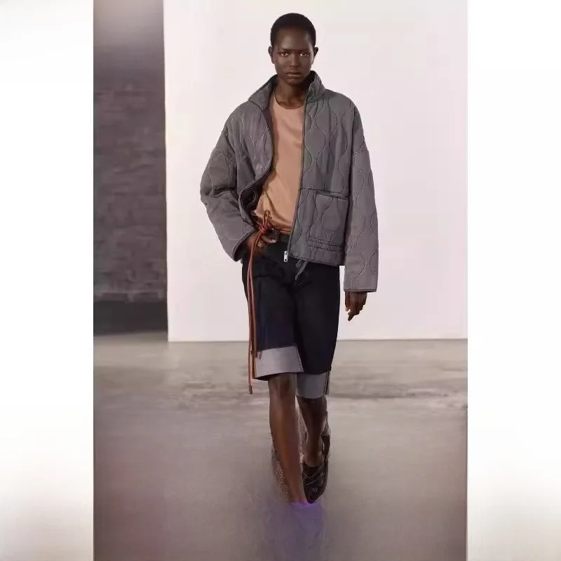 

Весна 2024: Новинка! Женская свободная хлопковая куртка с длинными рукавами на молнии, удобная повседневная верхняя одежда