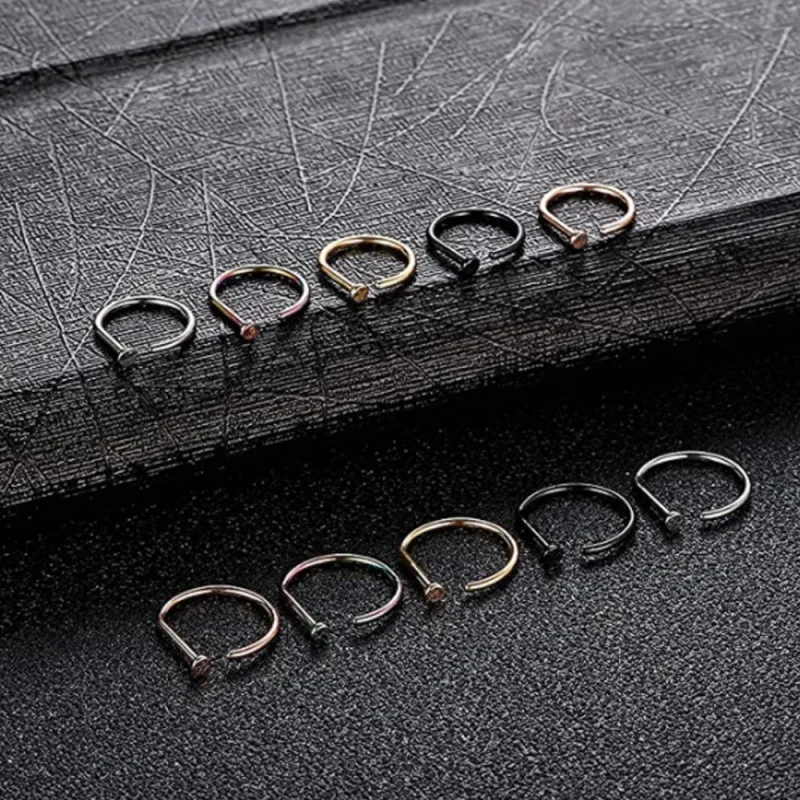 Women Men Fake Piering Nose Rings D Shape Nose Hoop Stud Ear Cartilage Fashion Punk Non Piercing Nose Clip Body Jewelry