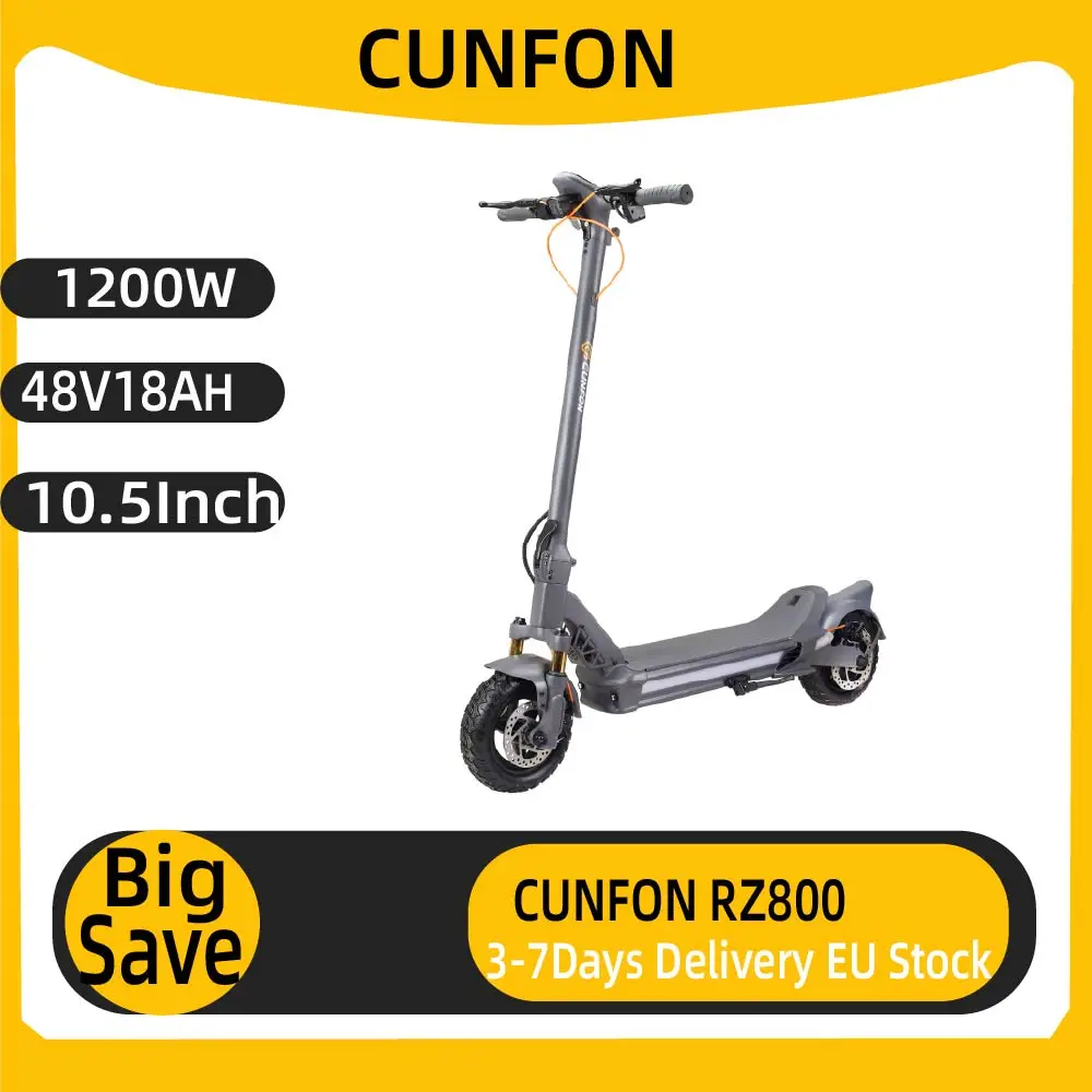 CUNFON RZ800 adulte Scooter électrique 1200W moteur 48V18AH batterie ville EScooter 10.5 pouces pneu e-scooter