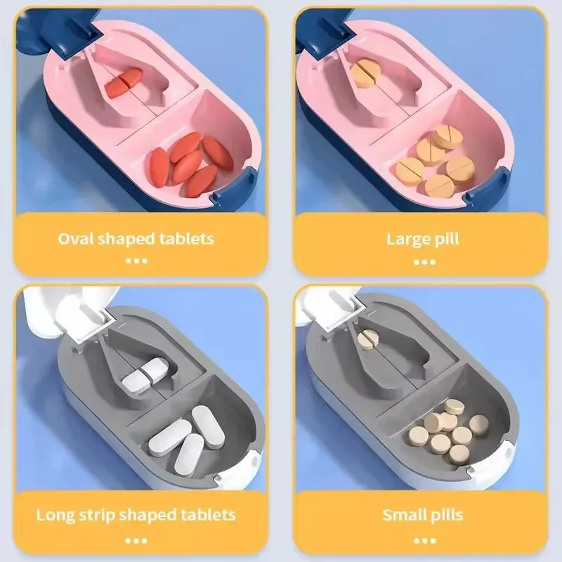 1/2/3/4pcs Portable Pill Splitter -2-In-1 Pill Box With Stainless Steel Blade - Suitable For Vitamin Tablets - Cutting Pills view 4