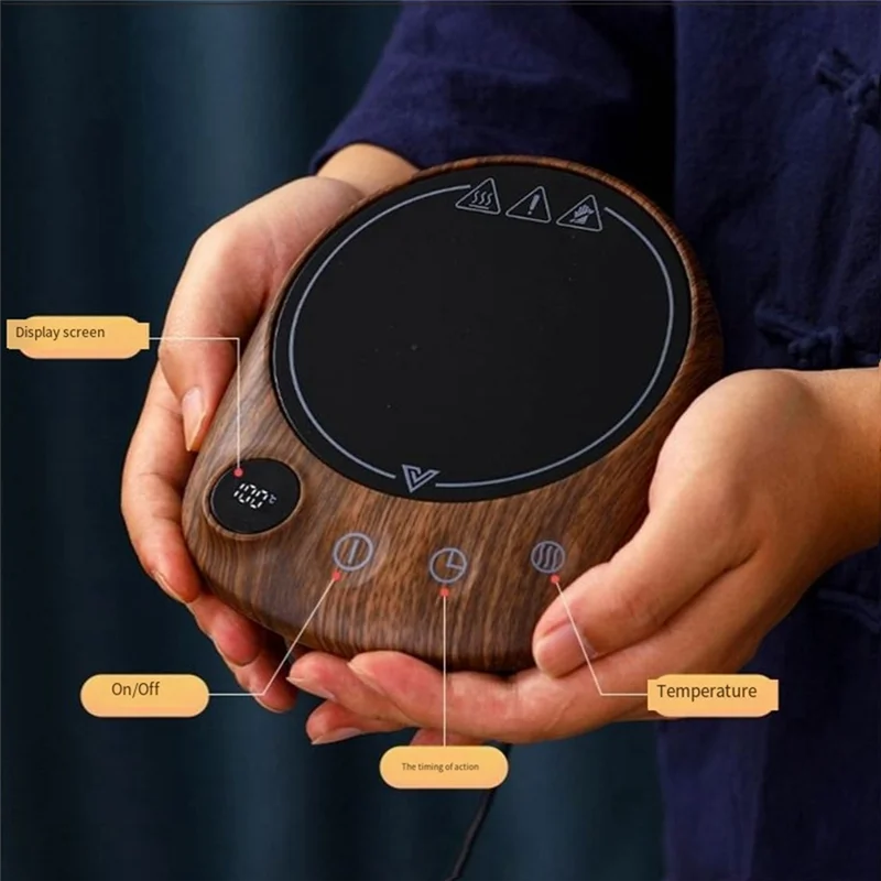 B47B-Smart Coffee Cup Warmer 200W 100° C Heater Coaster 5 Gear Temperature Control Milk Tea Heating Pad