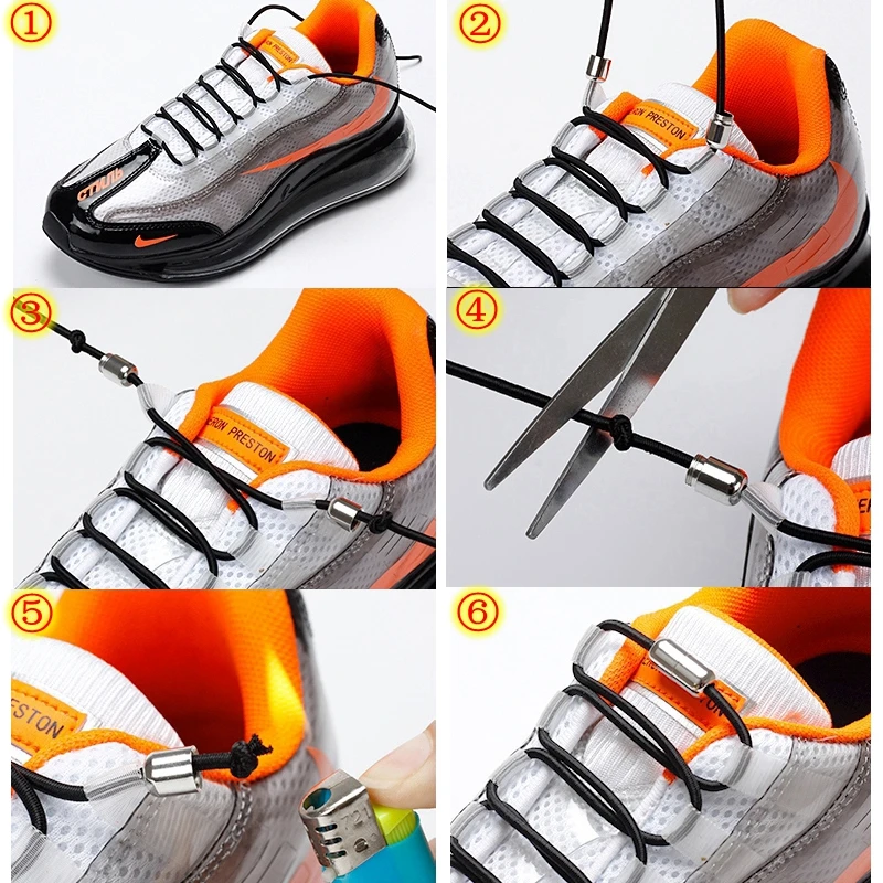 2 Pcs Aluminum Capsule Lock Accessories Elastic Laces Sneakers Shoelace Without Ties Buckle Decoration Lazy Shoestring Fastening