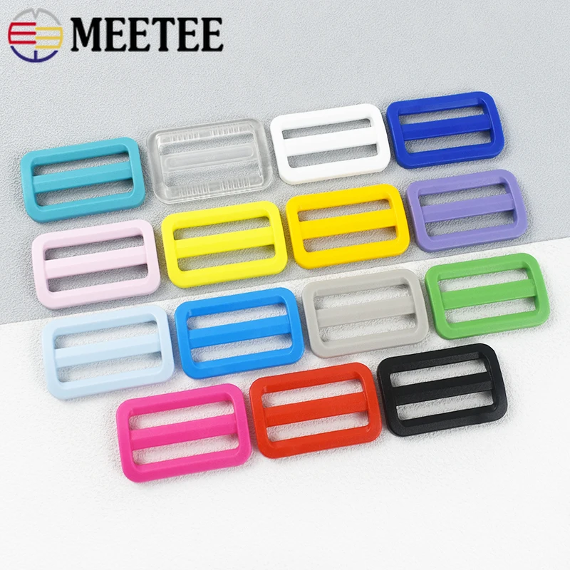 20Pcs Meetee 32/38mm Plastic Tri-Glide Ring Buckles Bag Strap Slider Clasp Webbing Belt Adjuster Hook Dog Collar DIY Accessories