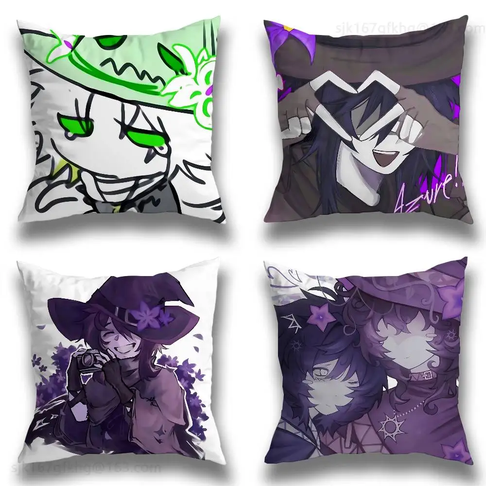 

A-Azure Anime Pillow Case Square Double-Sided Printing Short Plush Sofa Cushion Cover Bedroom Bedside Pillow