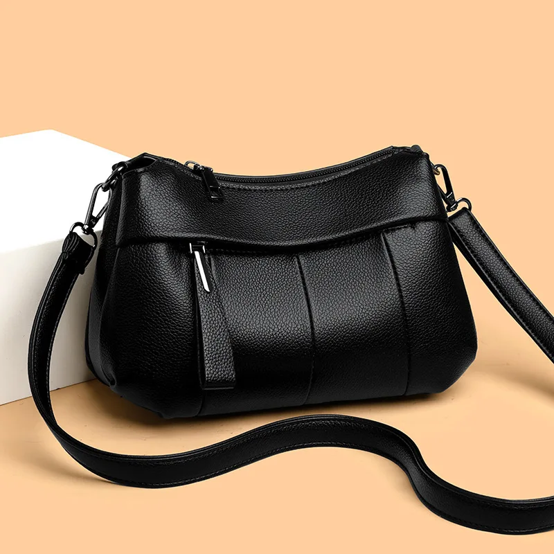 

1pcs New Spring Women Crossbody Bag Soft Leather Middle-Aged Ladies Shoulder Bag Elegant Mom Style Small Purse For Daily