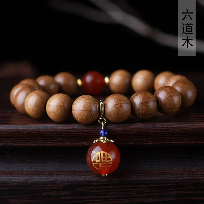 

Old material six wood fu Man world style hand string 10MM female style literary rosary decorative jewelry Buddha bead