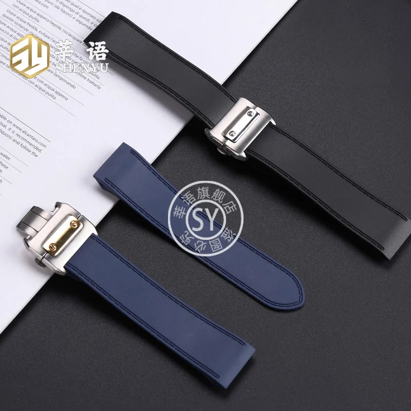 حزام ساعة Shenyu-مطاط للرجال والنساء ، حزام ساعة اليد ، سوار المعصم ، سيليكون مقاوم للماء ، كارتييه ، السيدات ، 25 ، 23