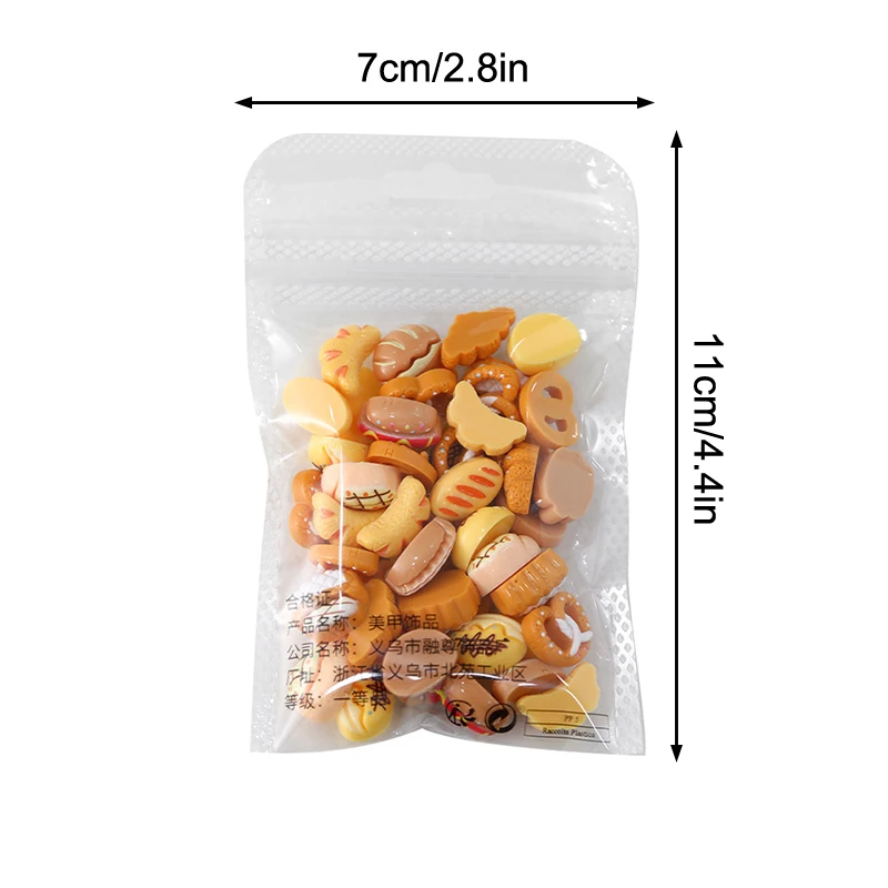 미니 카와이 시뮬레이션 음식 빵 케이크 플랫백 송진 네일 아트 스크랩북 헤어 활 클립 장식, 인형 집 액세서리, 50 개