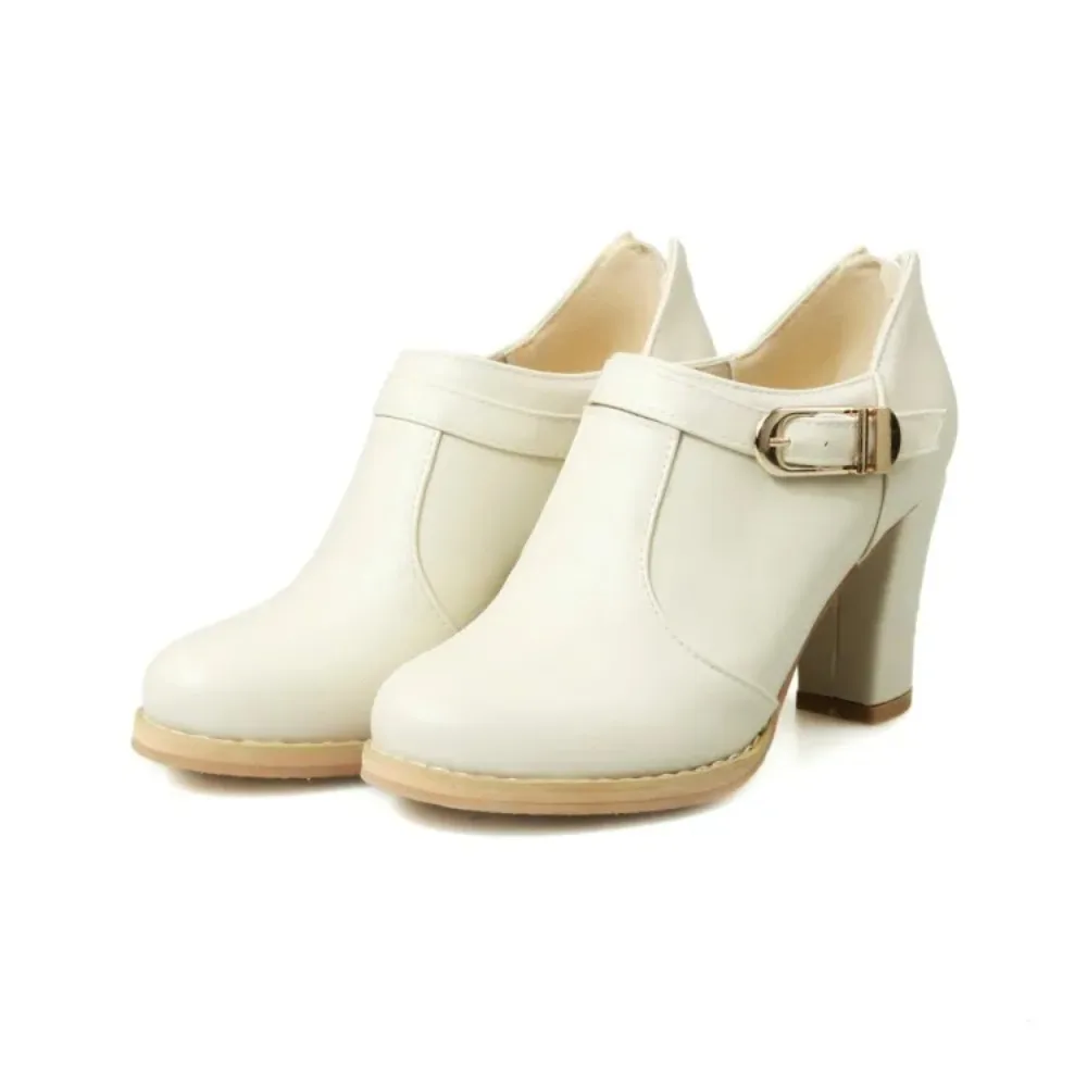 Women High Heels Sapato Feminino Big Size 45 46 47 48 Round Toe Ankle Height High Quality Soft Fashion Pumps Ladies Shoes 07-2