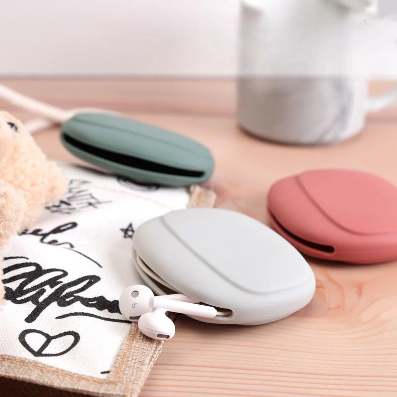 Tragbarer Telefon-Aufbewahrungskoffer für kabelgebundene Kopfhörer, Einfachheit, einfarbig, Aufbewahrungsbox für kabelgebundene Headsets, weicher Silikon-Kabel-Linien-Organizer