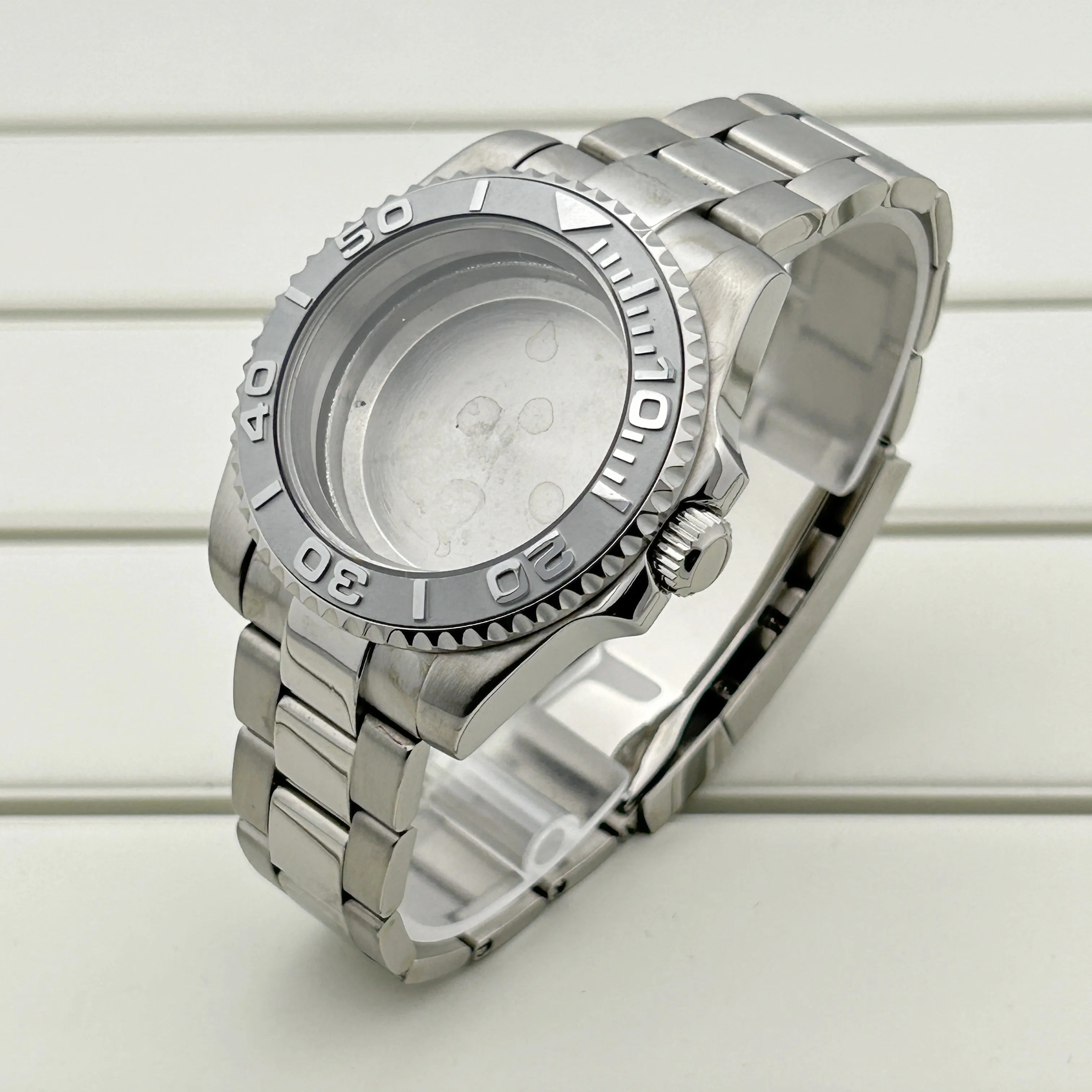 Silbernes 40-mm-Saphirglasgehäuse, Modifikationszubehör für Seko Yacht-Master Submarine NH70/38/35 Uhrwerk, Keramikring – Detail 1