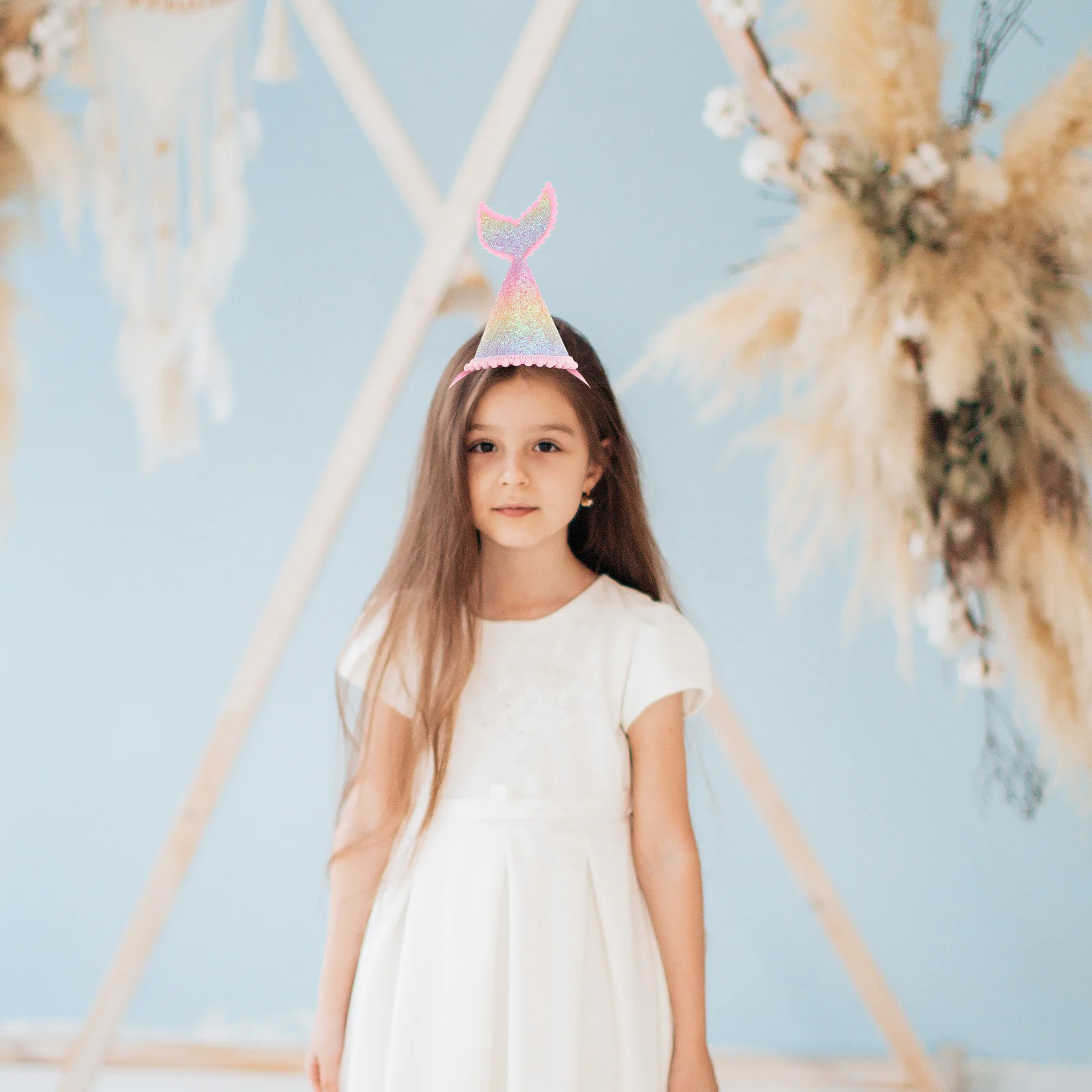 

Gradient Mermaid Birthday Crown Baby First Birthday Party Hat Elastic Fit Toddler Infant Photoshoot Headwear Party Decoration