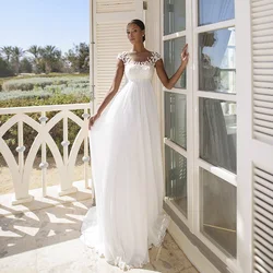 Simple Empire Wedding Dresses for Pregnant Women Customized Cap Sleeves Boho Bridal Gown Maternity Bride Dress Robe de Mariee