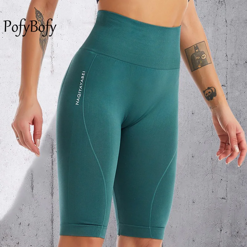 PofyBofy Widen Waistband High Waist Seamless Stretchy Butt Lifter Slim Knee-length Leggings  Fitness Yoga Women Sportwear Pant