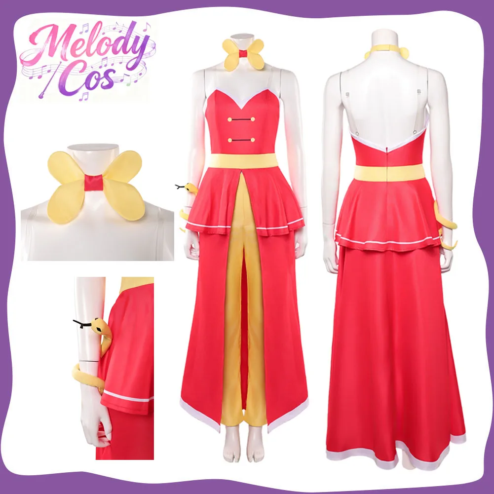 

Фантазия Чарли Косплей Костюм Морнингстар Мультфильм Отель Маскировка Взрослых Женщин Топ Брюки Шеи Одежда для Хэллоуина Платье Вечеринка