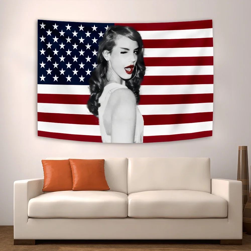 

90x70cm Lana Del Rey Flag Tapestry, Religious Tapestry, Wall Decoration, Aesthetic Room, Art Deco Tapestry Dormitory