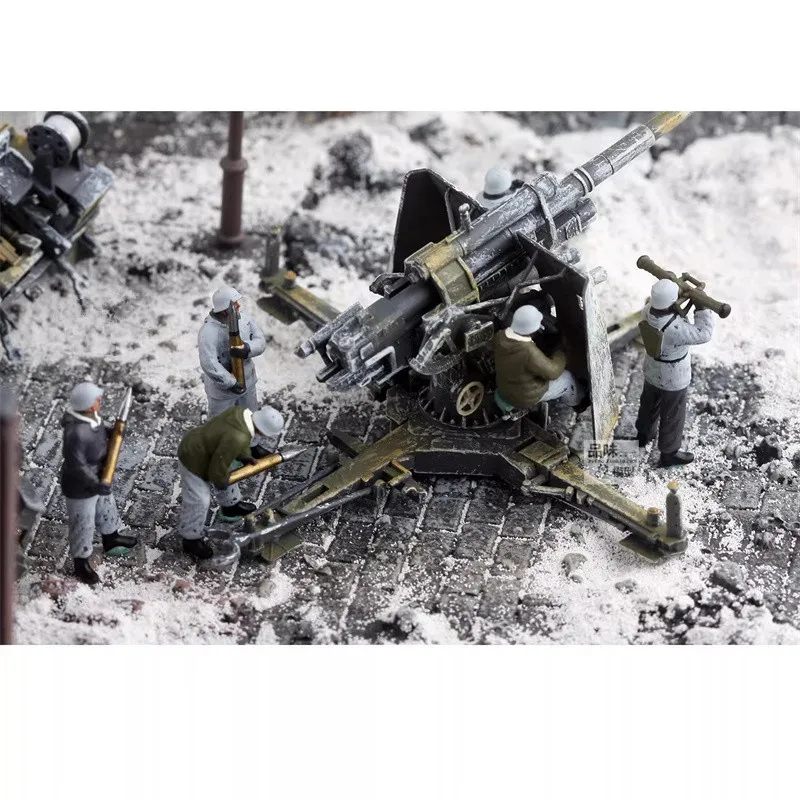 

1:72 Scale Model Resin 6Pcs German 88mm High Artillery in Winter Soldiers Action Figure Toys Scene Accessory Display Collection