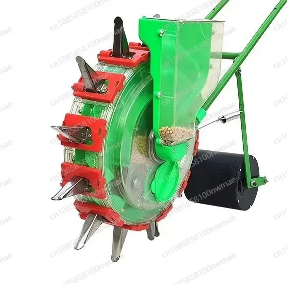 Hand Push Roller Type Garden Seeder for Corn & Beans, Adjustable Row Planter for Easy Planting