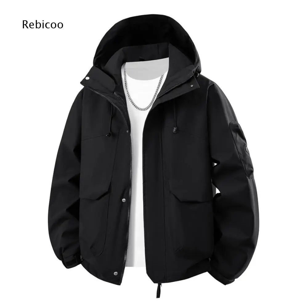Mens Casual Hooded Jacket Zip Closure Long Sleeve With Multi Pockets For Simple Chic Daily And Outdoor Going out Looks