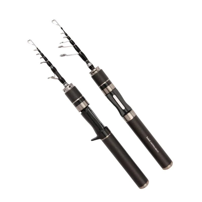 Caña de pescar telescópica corta de 1.5M 1.8M, de alto contenido de carbono, ultraligera, para viaje, spinning, baitcasting, mini caña de mar.