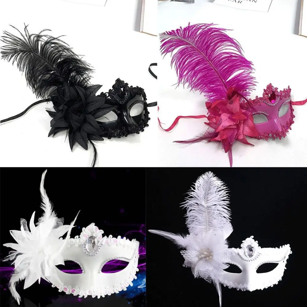 Rhinestone Half-Face Mask Flower Multicolor Masquerade Ball Mask Seductive Style Cosplay Halloween Festival Party Mask Ladies