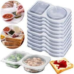 Double Compartment Transparent Dressing Containers Reusable Stackable Storage Snack Containers Disposable for Home School